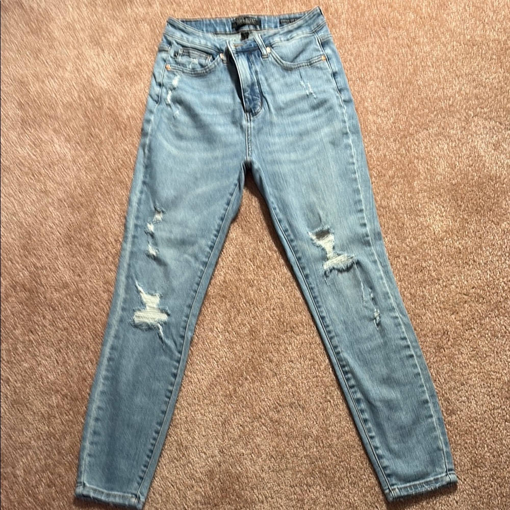 Judy Blue Skinny Blue Jeans Distressed High-Waisted